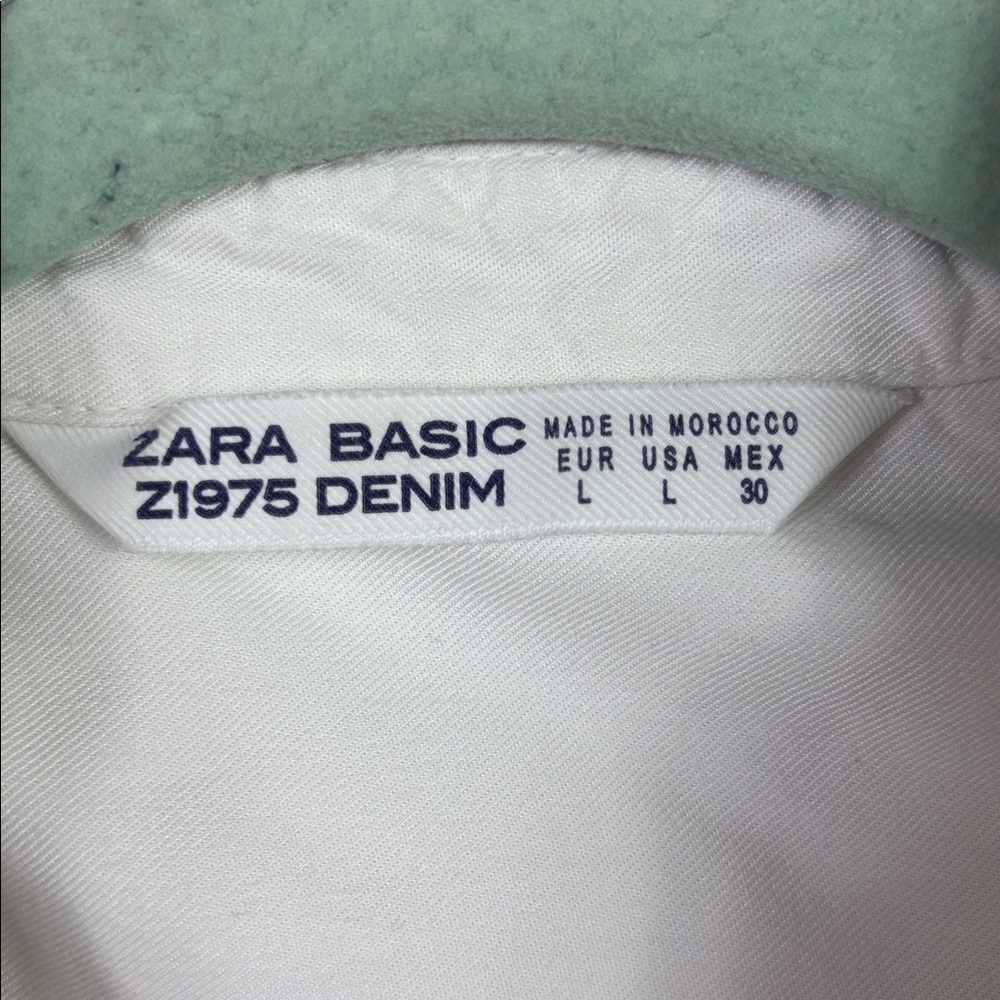 Zara Basic Denim White Button Down Shirt With Poc… - image 3